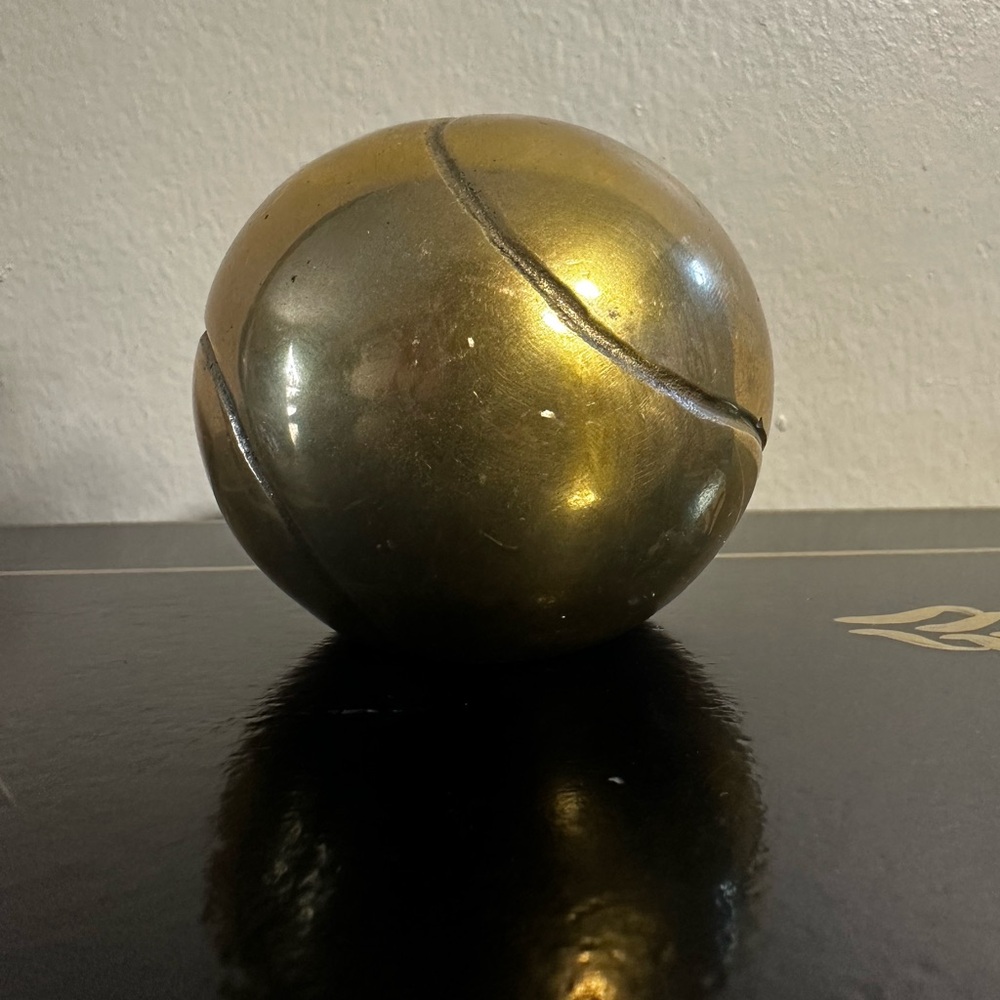 Vintage Brass Tennis ball Paperweight